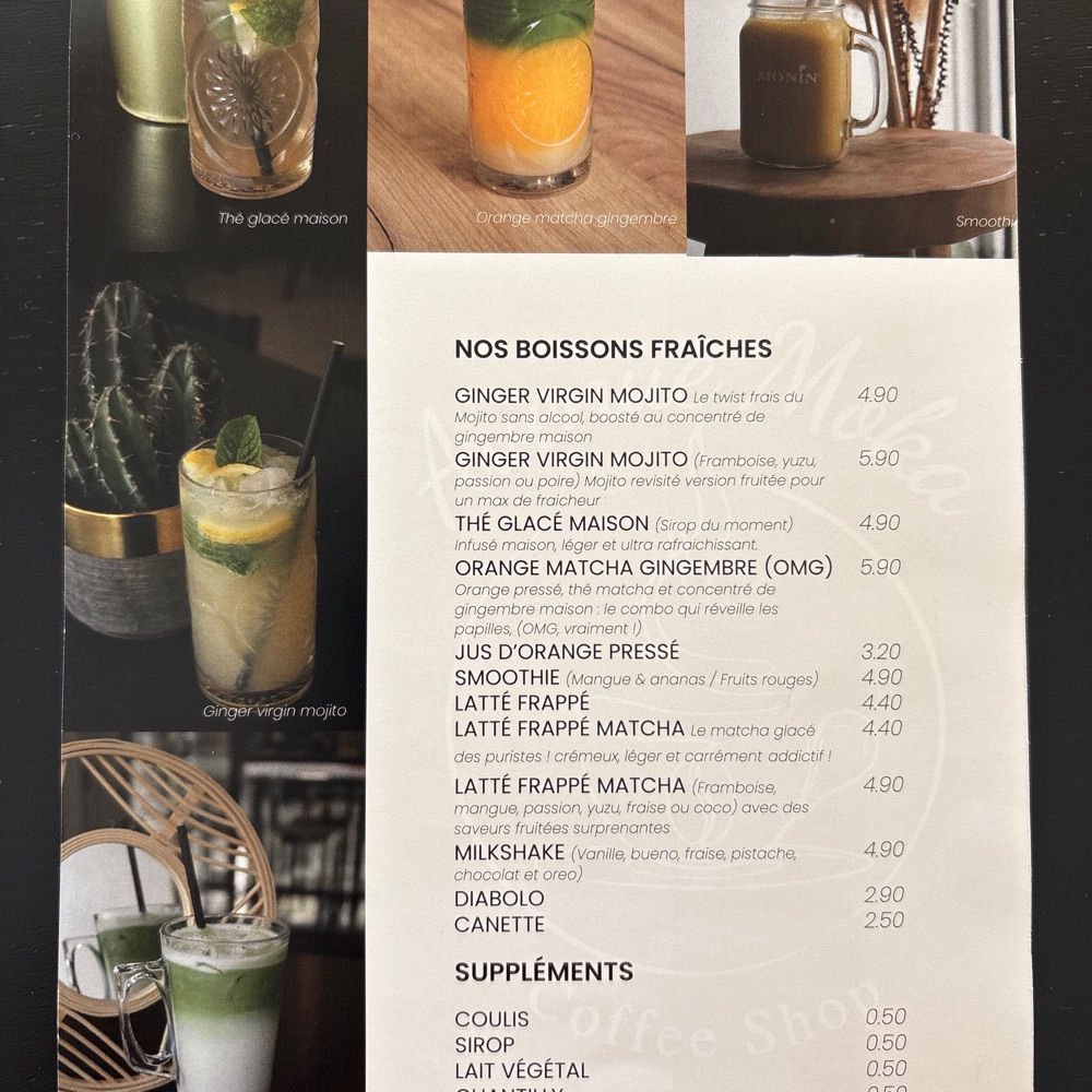 Carte Boissons Fraîches 