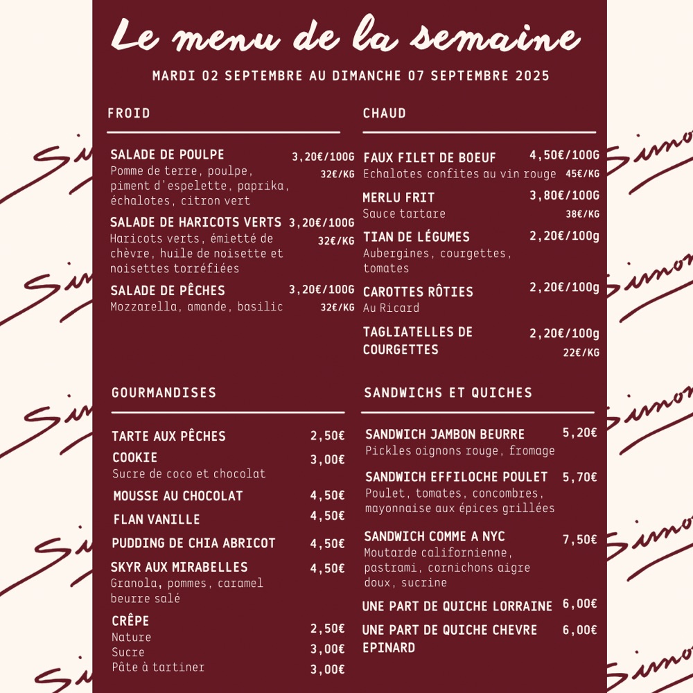 Menu De La Semaine 