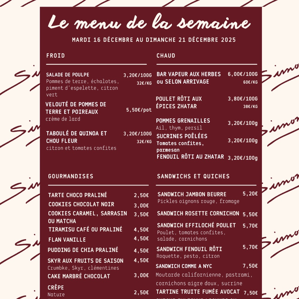 Menu De La Semaine