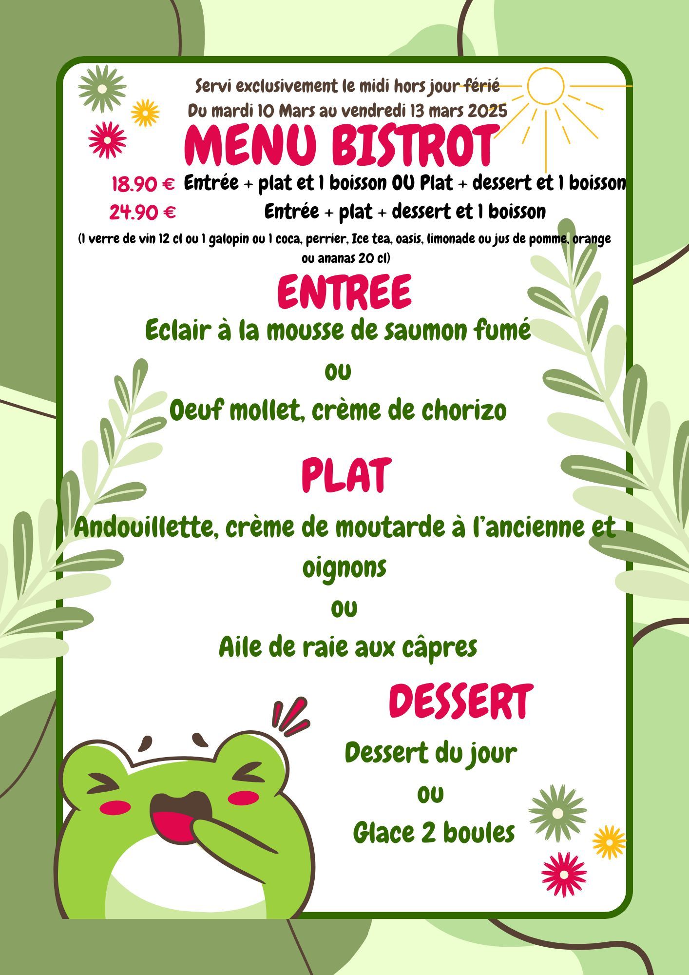 Bonjour À Tous Voici Le Menu De Cette Semaine À Très Vite Et Bonne Journée 